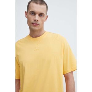 Bavlněné tričko adidas žlutá barva, IR9114