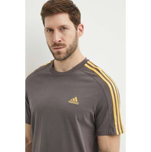 Bavlněné tričko adidas šedá barva, s aplikací, IS1334