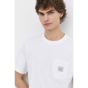 Bavlněné tričko Herschel bílá barva