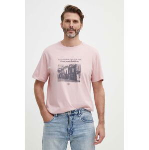 Bavlněné tričko Pepe Jeans COOPER růžová barva, s potiskem, PM509379