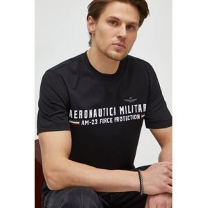 Bavlněné tričko Aeronautica Militare černá barva, s potiskem
