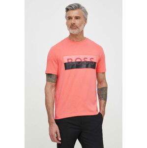 Tričko Boss Green růžová barva, s potiskem, 50512998