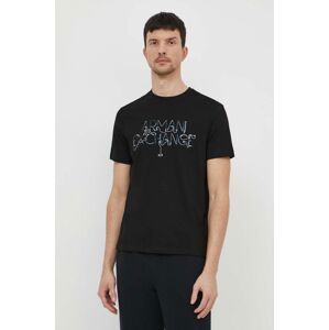 Bavlněné tričko Armani Exchange černá barva, s potiskem, 3DZTJF ZJH4Z