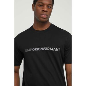 Bavlněné tričko Emporio Armani černá barva, s aplikací, 3D1TG3 1JPZZ