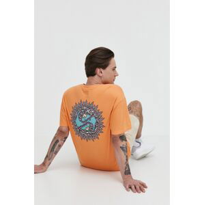 Bavlněné tričko Quiksilver oranžová barva, s potiskem