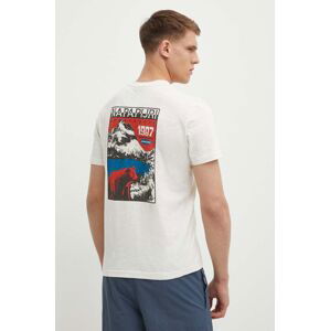 Bavlněné tričko Napapijri S-Martre béžová barva, s potiskem, NP0A4HQBNR21