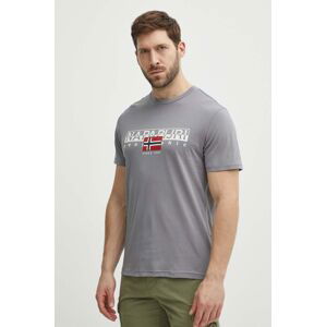 Bavlněné tričko Napapijri S-Aylmer šedá barva, s potiskem, NP0A4HTOH581
