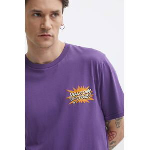 Bavlněné tričko Volcom fialová barva, s potiskem