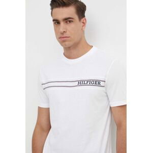 Bavlněné tričko Tommy Hilfiger bílá barva, s aplikací, UM0UM03196