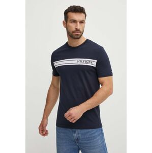 Bavlněné tričko Tommy Hilfiger tmavomodrá barva, s aplikací, UM0UM03196