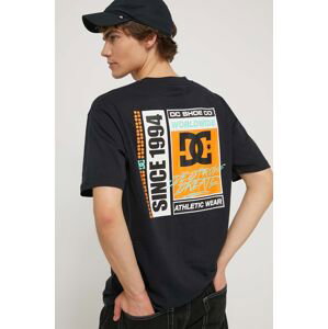 Bavlněné tričko DC černá barva, s potiskem, ADYZT05367