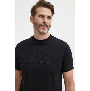 Bavlněné tričko Karl Lagerfeld černá barva, s aplikací, 542225.755030