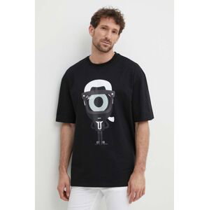 Bavlněné tričko Karl Lagerfeld Dour Darcel X Karl černá barva, s potiskem, 542270.755098