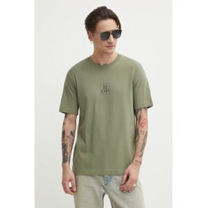 Bavlněné tričko Marc O'Polo zelená barva, s potiskem, 423201251070