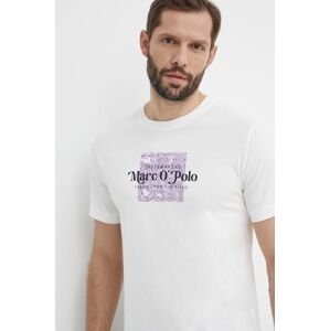 Bavlněné tričko Marc O'Polo bílá barva, s potiskem, 423201251076
