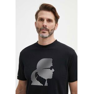 Bavlněné tričko Karl Lagerfeld černá barva, s potiskem, 542224.755052