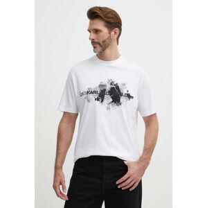 Bavlněné tričko Karl Lagerfeld bílá barva, s potiskem, 542224.755148