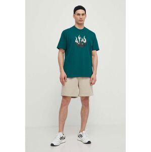 Bavlněné tričko adidas Originals zelená barva, s potiskem, IS0177