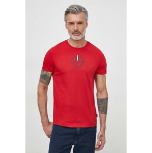 Bavlněné tričko Tommy Hilfiger červená barva, s potiskem, MW0MW34388