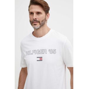 Bavlněné tričko Tommy Hilfiger bílá barva, s potiskem, MW0MW34427