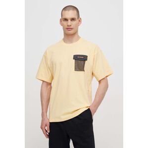 Bavlněné tričko Columbia Painted Peak žlutá barva, s aplikací, 2074481