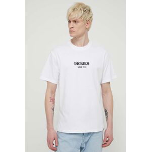Bavlněné tričko Dickies MAX MEADOWS TEE SS bílá barva, s potiskem, DK0A4YRL