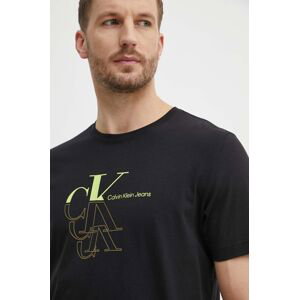 Bavlněné tričko Calvin Klein Jeans černá barva, s potiskem, J30J325352