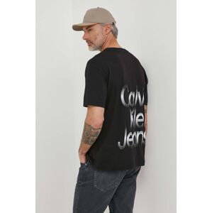 Bavlněné tričko Calvin Klein Jeans černá barva, s potiskem, J30J325699