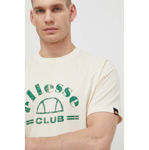 Bavlněné tričko Ellesse Club T-Shirt béžová barva, s potiskem, SHV20259