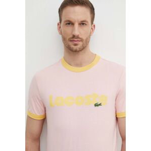 Bavlněné tričko Lacoste růžová barva