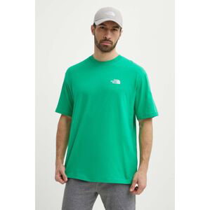Bavlněné tričko The North Face Essential zelená barva, s aplikací, NF0A87NRPO81