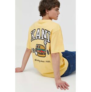 Bavlněné tričko Karl Kani žlutá barva, s potiskem