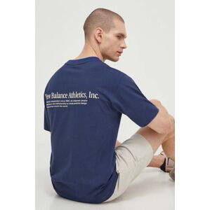 Bavlněné tričko New Balance MT41588NNY tmavomodrá barva, s aplikací, MT41588NNY