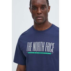 Bavlněné tričko The North Face tmavomodrá barva, s potiskem, NF0A87E78K21