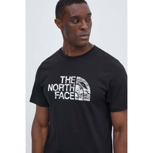 Bavlněné tričko The North Face černá barva, s potiskem, NF0A87NXJK31