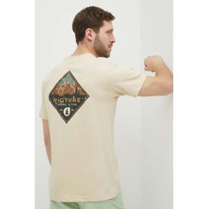 Bavlněné tričko Picture Usil béžová barva, s potiskem, MTS1104