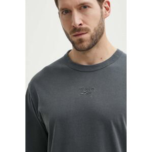 Bavlněné tričko Reebok šedá barva, 100200155