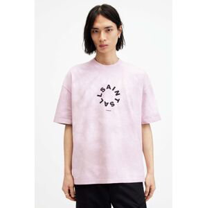 Bavlněné tričko AllSaints TIERRA TD SS CREW růžová barva, s potiskem, M016PA