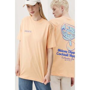 Bavlněné tričko On Vacation Skinny Dippin' Cocktail Sippin' oranžová barva, s potiskem, OVC T151