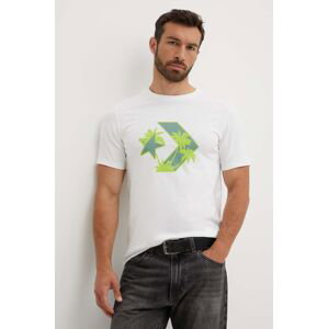 Bavlněné tričko Converse béžová barva, s potiskem, 10026417-A02
