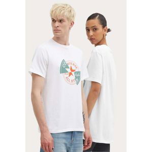 Bavlněné tričko Converse béžová barva, s potiskem, 10026427-A02