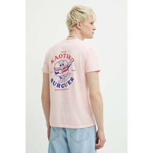 Bavlněné tričko Kaotiko růžová barva, s potiskem, AL139-03-G002