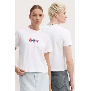 Bavlněné tričko Kaotiko bílá barva, s aplikací, AM074-01-M002