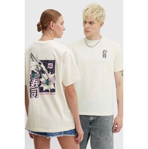 Bavlněné tričko Kaotiko béžová barva, s potiskem, AN014-01S-G00