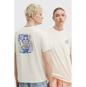 Bavlněné tričko Kaotiko béžová barva, s potiskem, AO048-01S-G00