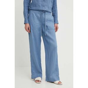 Plátěné kalhoty Lauren Ralph Lauren široké, medium waist, 200735136