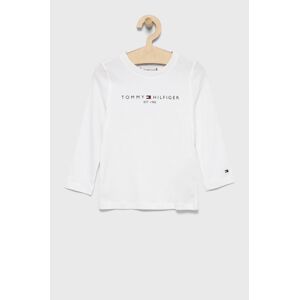 Dětská bavlněná košile s dlouhým rukávem Tommy Hilfiger bílá barva, s potiskem