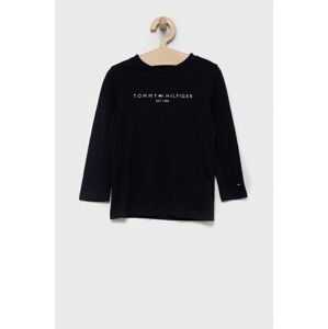 Dětské bavlněné tričko s dlouhým rukávem Tommy Hilfiger tmavomodrá barva