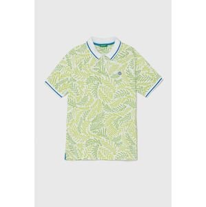 Dětská bavlněná polokošile United Colors of Benetton zelená barva