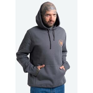 Bavlněná mikina Wood Wood Ian Hoodie 10135605-2424 GREY MELANGE pánská, šedá barva, s kapucí, potiskem